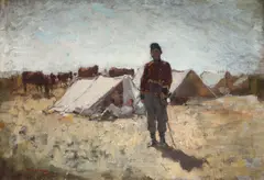 Santinela by Nicolae Grigorescu, 1877, ulei pe pânză, sold Oct 2019