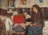 Masa în familie by Nicolae Enea, 1930, ulei pe pânză, sold Oct 2019
