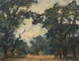 Margine de pădure by Stefan Popescu, ulei pe lemn, offered Oct 2019