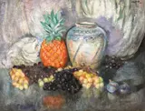 Mihail Simonidy, Natură statică cu ananas și struguri, 1930, ulei pe pânză