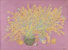 Vasile Celmare, Forsiția, tempera cu emulsie pe hârtie lipită pe pânză