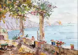 Faleză pe insula Capri by Rudolf Négely, 1937, ulei pe pânză, sold Sep 2019