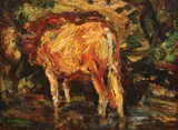 La adăpat by Rudolf Schweitzer–Cumpăna, ulei pe carton, sold Sep 2019