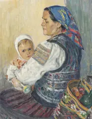 Maternitate by Ghelman Lazăr, ulei pe pânză, sold Sep 2019