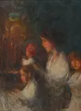 Nicolae Grimani, Familie rugându-se, ulei pe carton