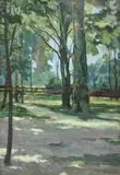 Parc la amiază by George Catargi, ulei pe carton, sold Sep 2019