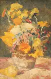 Marin Constantin Petre, Ulcior cu flori de primăvară, 1974, ulei pe carton