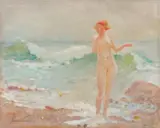 Erwin Hubert, Dimineață la Biarritz, ulei pe pânză lipită pe carton