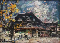 Ion Mândru, Casa părintească, ulei pe carton