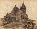 Constantin Petrescu Dragoe, Catedrala din Saint Guenole (Bretania), cărbune pe hârtie