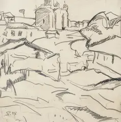 Sabin Popp, Techirghiol, 1927, creion pe hârtie