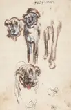Corneliu Baba, Câinele regelui (studiu pentru Regele nebun), 1985, cărbune și pix pe hârtie