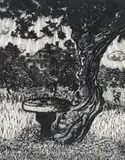 Béla Gy. Szabó, La umbra nucului, 1968, xilogravură