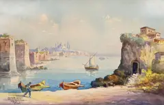 Seriff Renkgörür, Bosfor, 1937, acuarelă pe hârtie lipită pe carton
