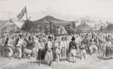 Auguste Raffet, Târg de Sfinții Petru și Pavel, la Giurgiu, 1839, litografie
