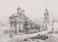 Auguste Raffet, Mănăstirea Sfinții Trei Ierarhi, 1840, litografie