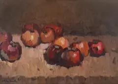 Constantin Mihăilescu, Natură statică cu mere, ulei pe carton