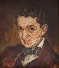 Portretul unui scriitor by Traian Cornescu, ulei pe carton, sold Sep 2019