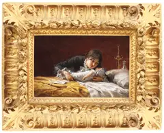 Roberto Fontana, Îmbrățișarea mamei, 1882, ulei pe pânză lipită pe carton