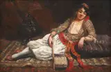 Orientală pe divan by sfârșit de sec. Xix Școală Central Europeană, ulei pe pânză, offered Oct 2019