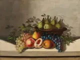 Natură statică cu smochine și struguri by sfârșit de sec. Xix Școală Central Europeană, ulei pe pânză, offered Oct 2019