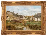 Edmond Marie Petitjean, Cu rufele la râu, ulei pe pânză