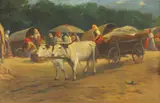 Întoarcerea de la târg by prima jumătate a sec. Xx Școală Maghiară, ulei pe pânză, offered Oct 2019