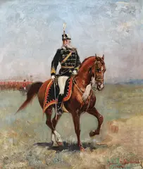 Julian Ajdukiewicz, General român în Războiul de Independență (Moise Groza, eroul de la Grivița), 1904, ulei pe carton