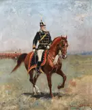 Julian Ajdukiewicz, General român în Războiul de Independență (Moise Groza, eroul de la Grivița), 1904, ulei pe carton