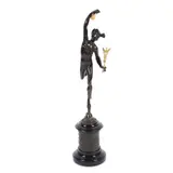 Mercur by sec. Xix Școală Italiană, bronz patinat, aurit și granit, sold Oct 2019
