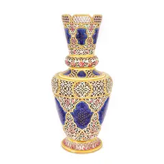 Zsolnay, Impozant vas Zsolnay din majolica, cu decor arabesc, cca. 1890, ceramică modelată în tipar, pictată, glazurată