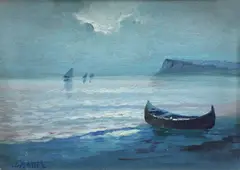 Marină by Dimitrie Florian, ulei pe carton, sold Sep 2019