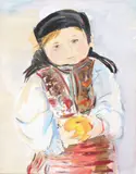 Ligia (Lucia) Macovei, Copiliță, acuarelă pe hârtie