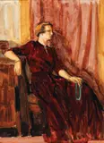 Doamna în interior by Rodica Maniu, acuarelă pe hârtie, sold Sep 2019