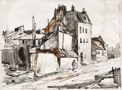 Mahala by Jean Cheller & Jean Cheller, tuş și laviu pe hârtie lipită pe carton, sold Sep 2019