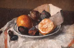 Gheorghe Mărculescu, Natură statică cu portocale și smochine, 1932, ulei pe pânză
