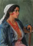 George Iosif Burgstaller, Chivuță, 1915, pastel pe hârtie lipită pe carton
