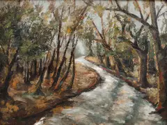 George Barbieri, Râu din pădure, ulei pe carton