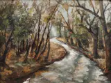 George Barbieri, Râu din pădure, ulei pe carton