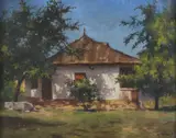 Mişu Teişanu, Căsuța bunicilor, ulei pe carton