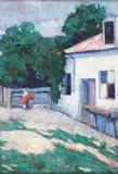 Gore Mircescu, Gospodărie, 1917, ulei pe carton