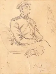 Studiu de soldat by Corneliu Baba, 1950, creion pe hârtie, sold Sep 2019