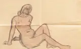 Studiu de nud by Theodor Pallady, acuarelă și cărbune pe hârtie, sold Sep 2019