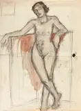 Nud în picioare by Theodor Pallady, acuarelă și cărbune pe hârtie, sold Sep 2019