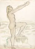 Salutul soarelui by Theodor Pallady, creion și acuarelă pe hârtie, sold Sep 2019