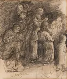 Samuel Mützner, Slujba de duminică, creion  pe hârtie