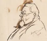 Theodor Pallady, Gheorghe Răut, 1928, tuș și laviu pe hârtie lipită pe carton