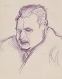 Portretul lui Gheorghe Răut by Theodor Pallady, creioane colorate pe hârtie, sold Sep 2019
