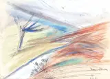 Primăvară by Margareta Sterian, acuarelă și pix pe hârtie, sold Sep 2019