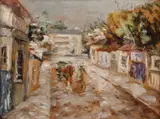 Bob (Gheorghe) Bulgaru, Peisaj citadin, 1936, ulei pe carton